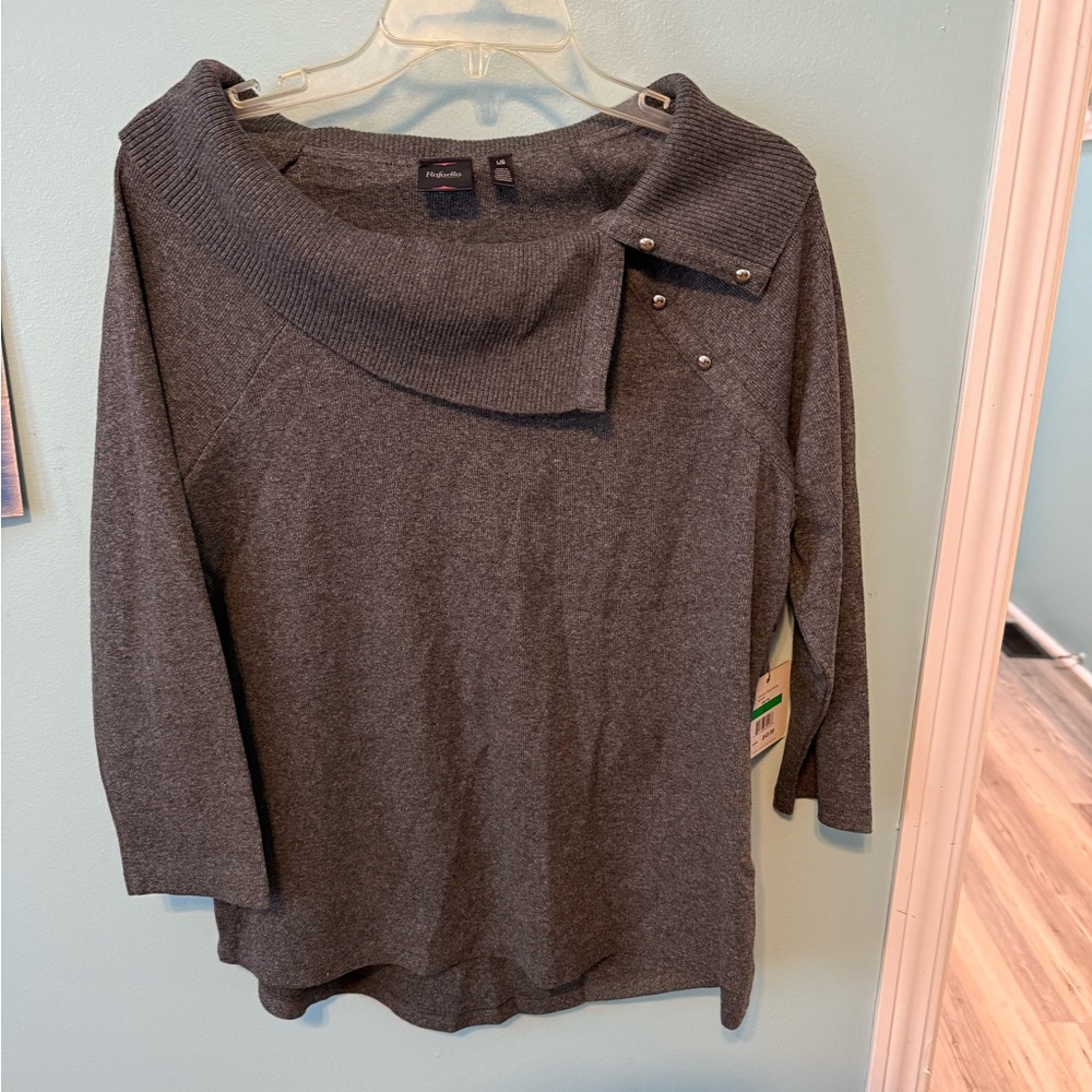 Rafaella Charcoal Knit Sweater Soft and Elegant
